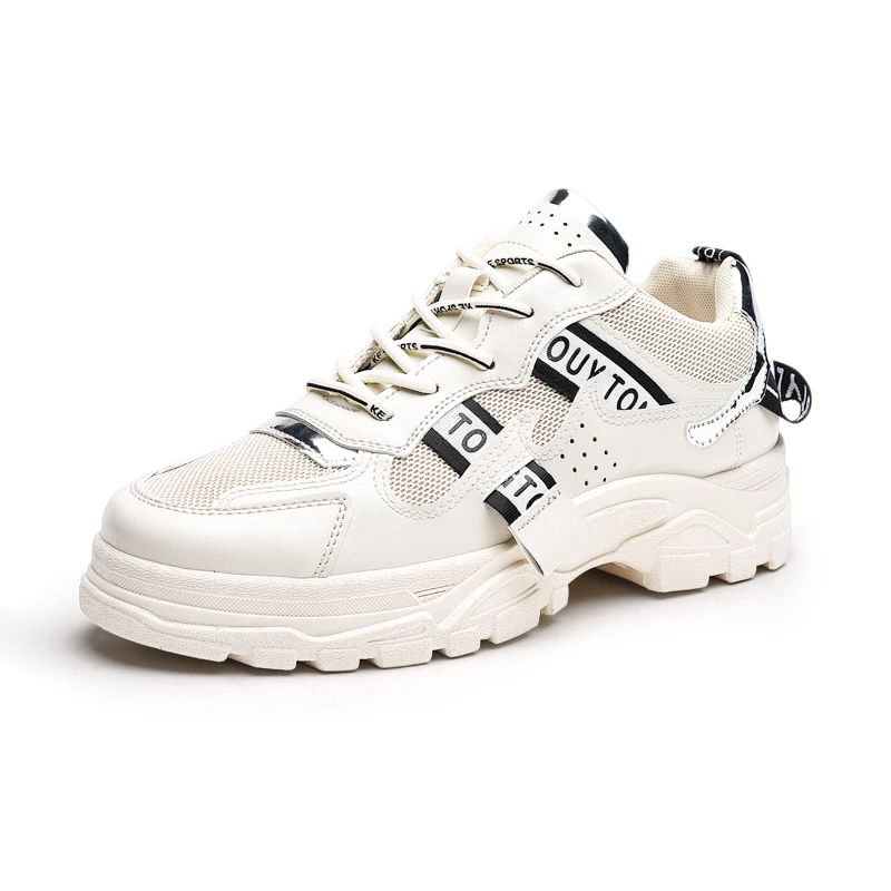 Beige Мужская повседневная обувь высокого качества; Tenis Masculino; летние кроссовки; дышащие мужские кроссовки на шнуровке; популярные кроссовки; Прямая поставка; - Цвет: Beige