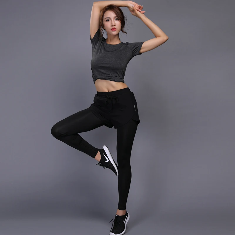 Новый комплект для йоги одежда тренажерного зала фитнеса теннисная рубашка +