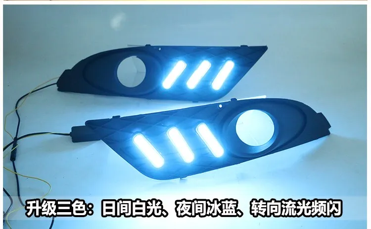 EOsuns led drl Дневной ходовой светильник для Ford focus 2007 с движущимися желтыми поворотниками и синим ночным ходовым светильник - Цвет: white yellow blue
