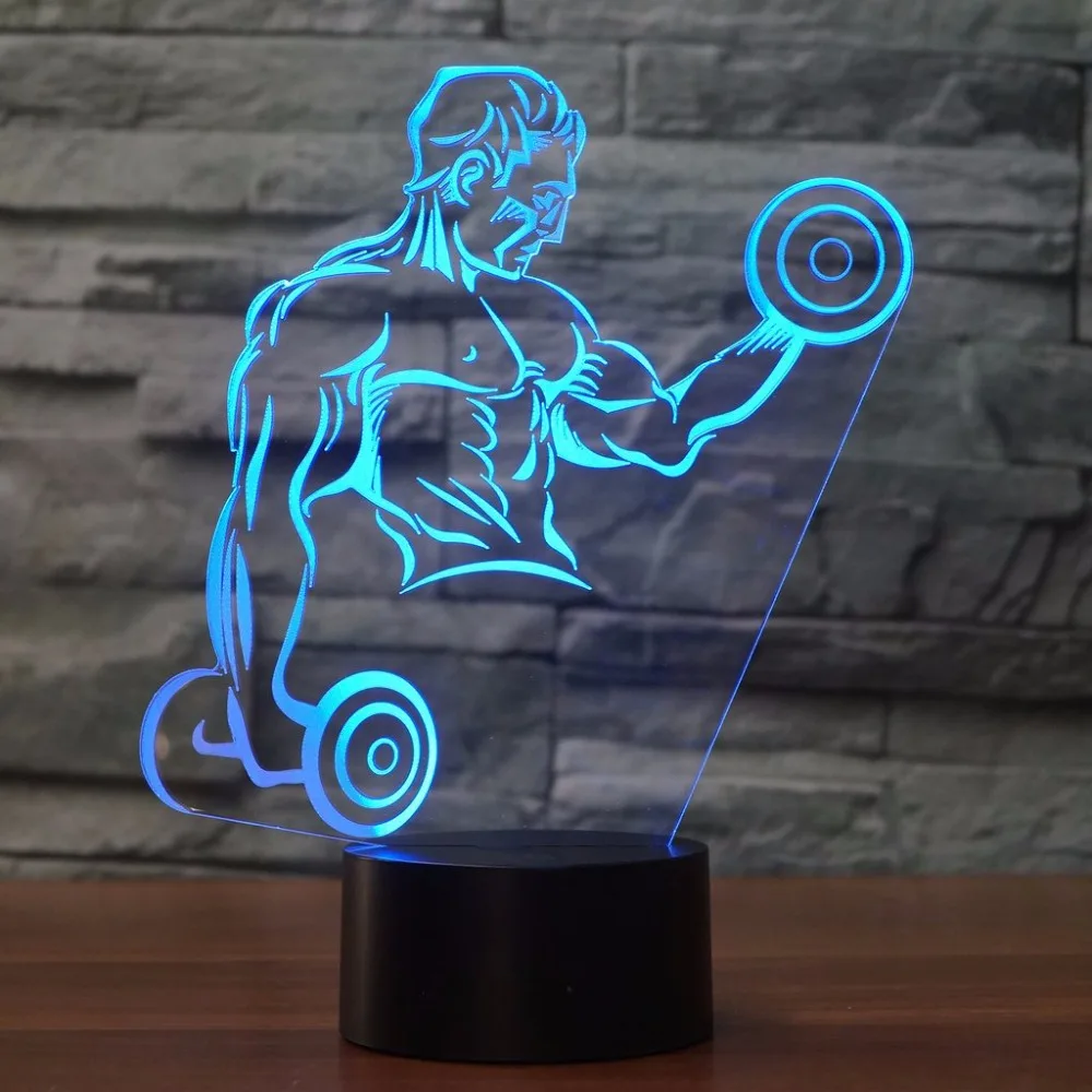 

3D LED Bodybuilding Strong Muscle Man Night Light 7 Colors Desk Lamp Luminaria USB Sleep Light Fixture Children Gifts Home Decor