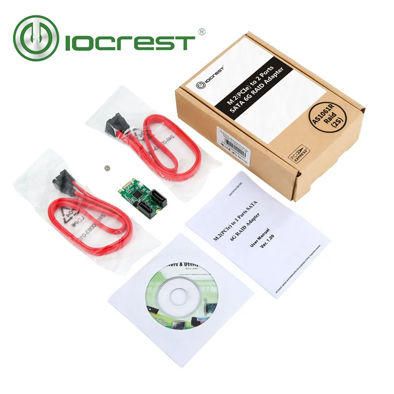 IOCREST M.2(pcie) к 2 портам SATA 6G RAID адаптер Внутренняя M.2 контроллер карта | Компьютеры и