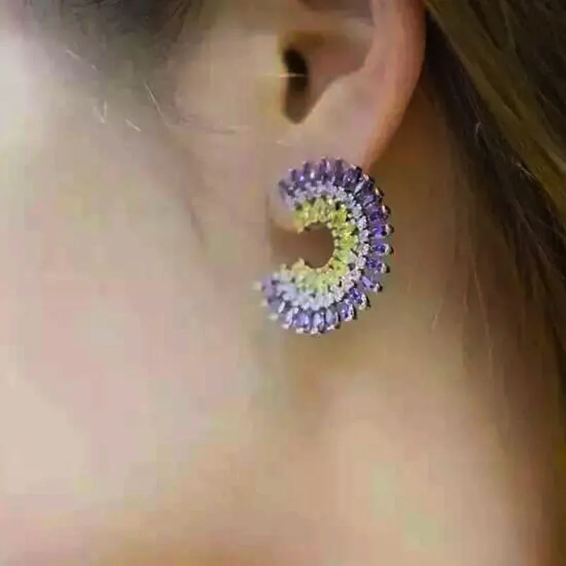 Новый дизайн роскошные серьги с кубическим цирконием разных цветов со шпилькой