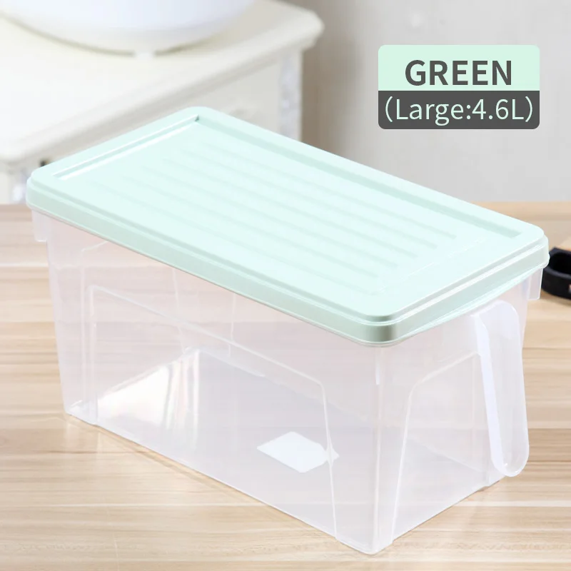 Green Large WORTHBUY органайзер для холодильника без бисфенола, пластиковый Кухонный Контейнер для хранения с ручкой крышки, коробка для хранения фруктов и овощей - Цвет: Green Large