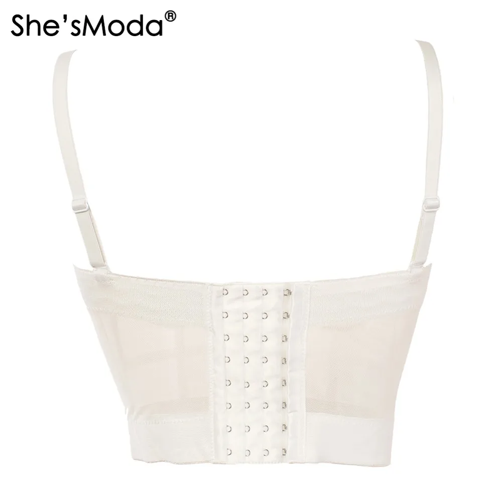 She'smoda Сетки Push-Up Bralet Для женщин корсет бюстье бюстгальтер ночного клуба вечерние укороченные топ, жилет плюс Размеры