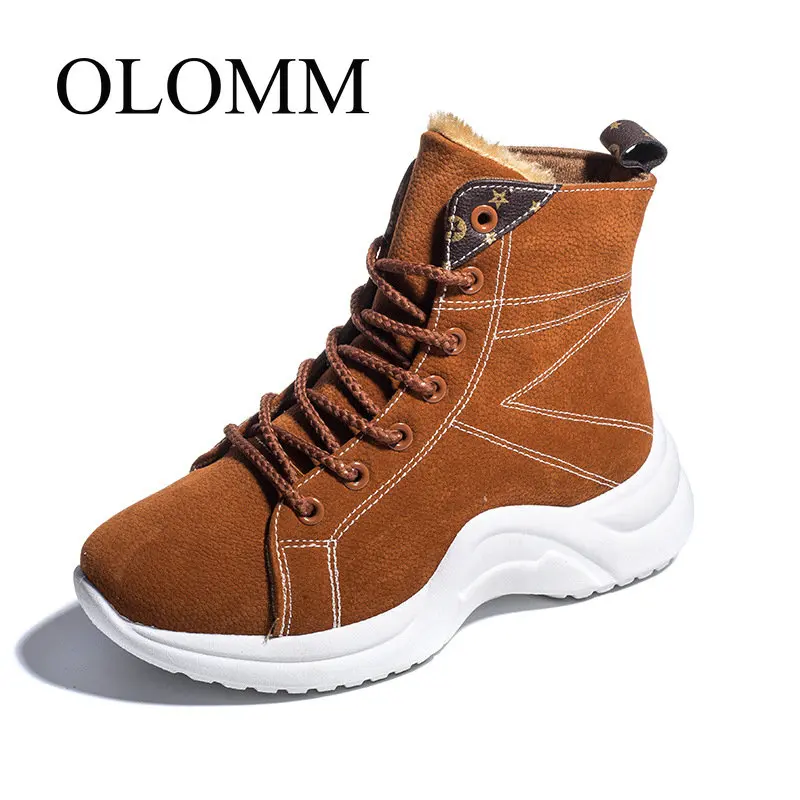 OLOMM 2019 large size autumn and winter Korean version of the warm casual women's boots waterproof snow women LL-141 | Обувь