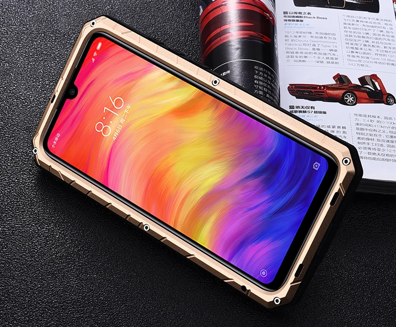 Повседневный водонепроницаемый чехол для Xiaomi Redmi Note 7 противоударный сверхпрочный силиконовый алюминиевый металлический чехол для Redmi Note 7 Pro Чехол