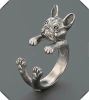 wholesale 12pcslot french bulldog ring free size hippie animal bulldog ring jewelry for pet lovers