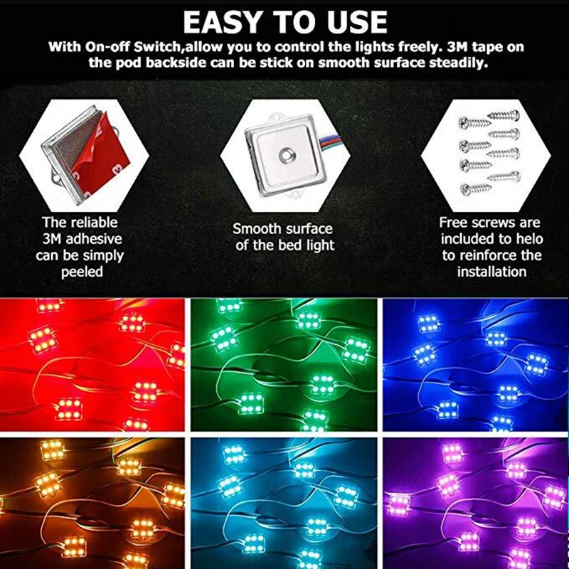 СВЕТОДИОДНЫЙ 8 шт 48 светодиодный RGB пикап кровать под средства ухода за кожей