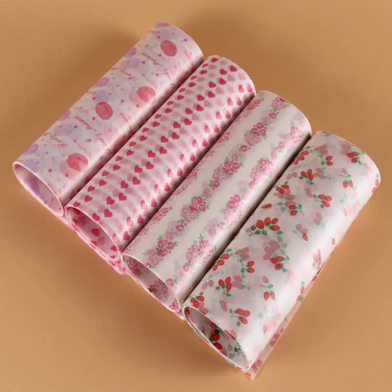 

50pcs/pack Food Grade Printed Wax Paper Oil-proof Dessert Bread Sandwich Candy Wrapper Baking Accessories