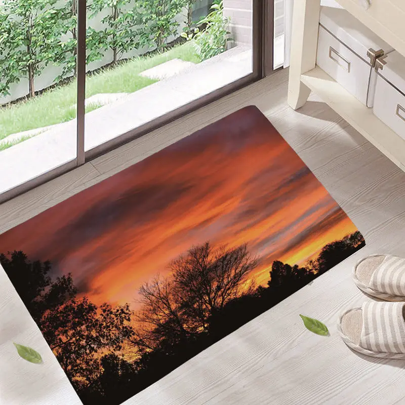 Синий Dream scenery Door Mat Floor Carpet for Living Room mountain Pattern Coral Fleece Rug Anti-Slip Doormat Home Decor dd12 - Цвет: Синий