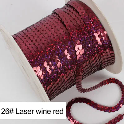 26 Laser wine red 26 цветов, 20 ярдов/рулон, 6 мм, ПВХ, с блестками, линия, с блестками, для шитья, на планках, для рукоделия, аксессуары для одежды - Цвет: 26 Laser wine red