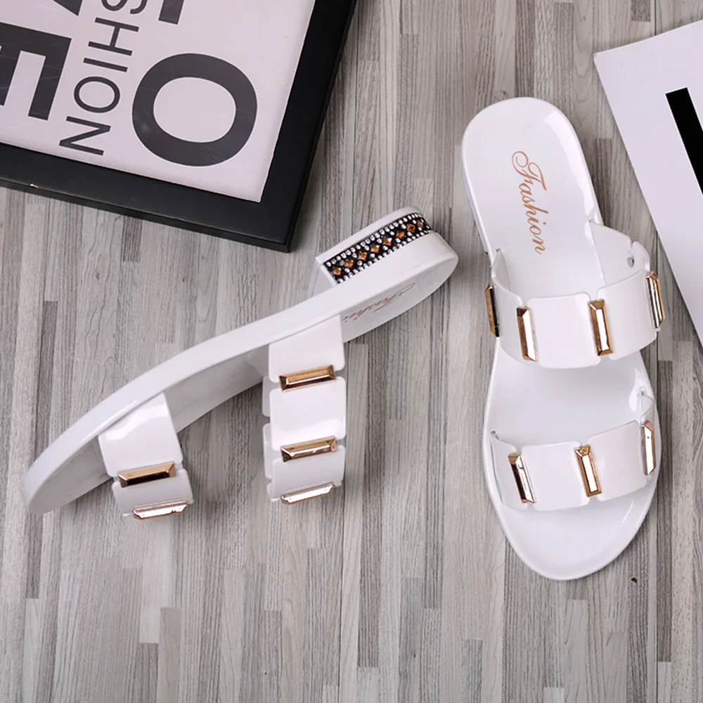 Женские сандалии-шлепанцы с открытым носком желейные сандалии летняя пляжная