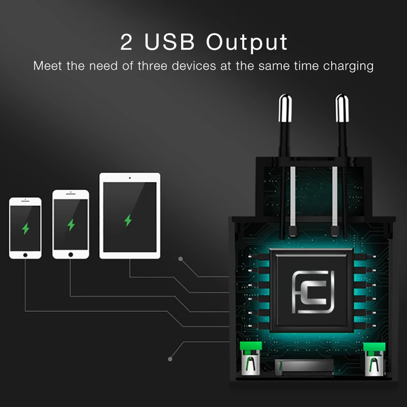 Cafele Dual USB зарядное устройство для iPhone универсальный портативный мобильный Вход AC