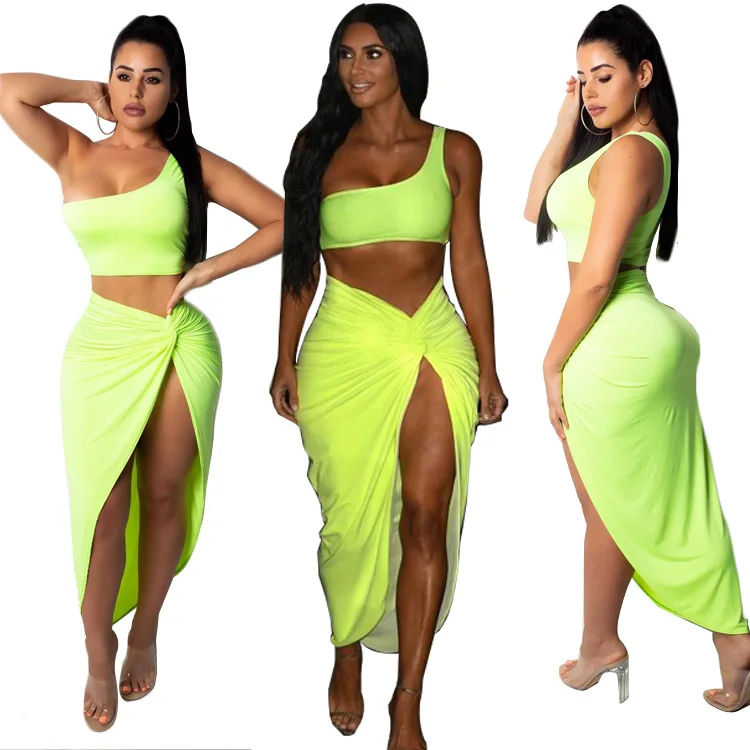 Женский пляжный комплект из 2 предметов conjunto chandal mujer майка и сексуальная юбка