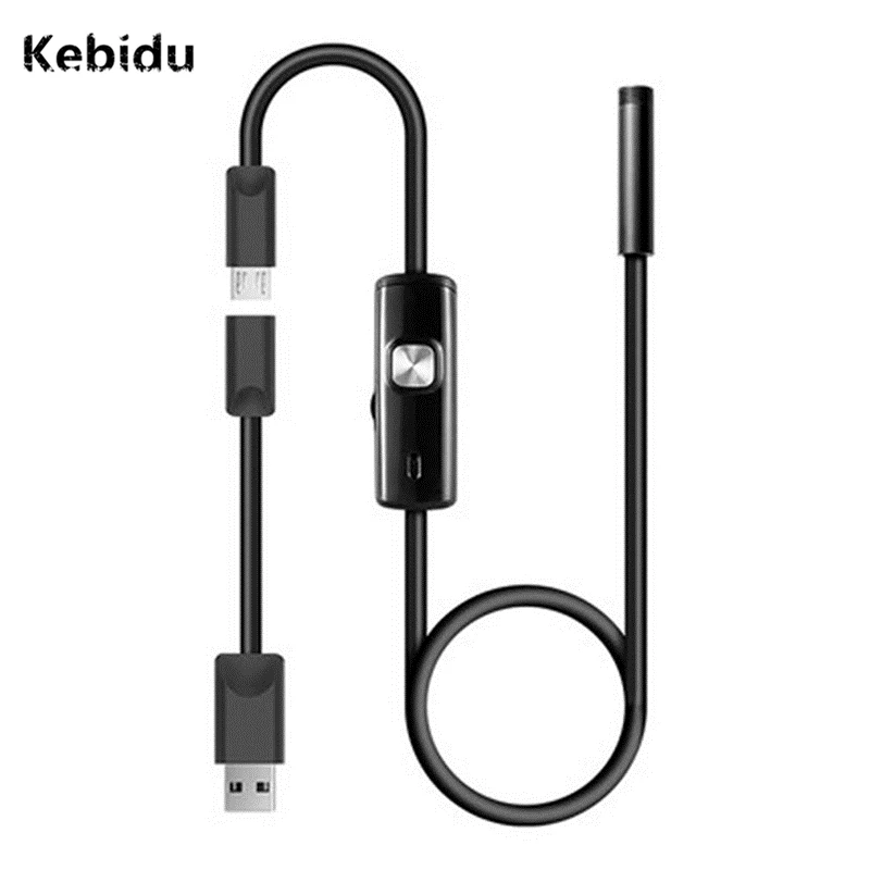 Kebidu мини USB 1 м/7 мм Камера Водонепроницаемый эндоскоп с 6 светодиодными линзами