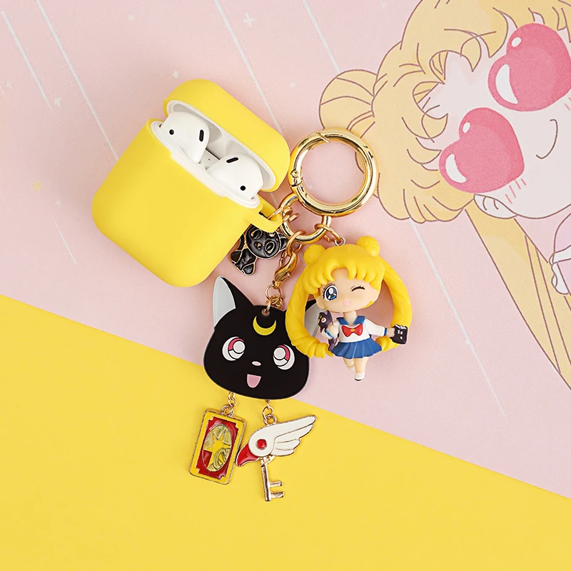 Мультяшный декоративный силиконовый чехол для Apple Airpods, Bluetooth наушники Air Pods, аксессуары Airpod, защитная крышка, крюк, кольцо для ключей