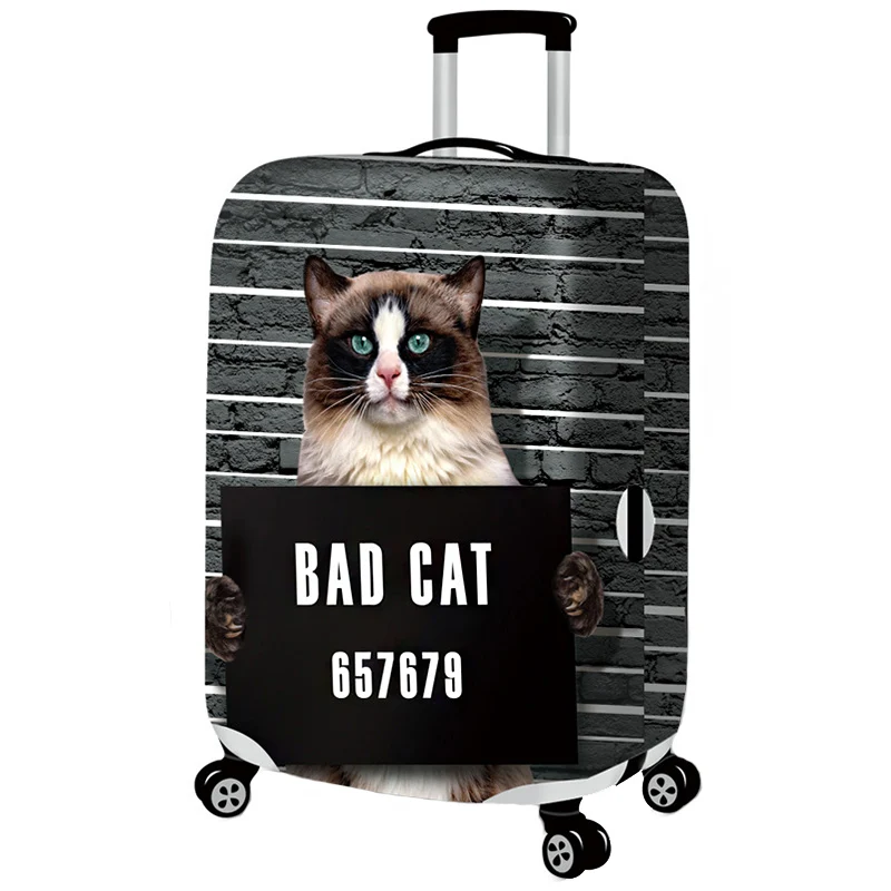 White nose Bad Cat QIAQU толстый Чехол для багажа 3D Животные Эластичный Чемодан протектор подходит для 18-32 чемодана милый кот собака стили аксессуары для путешествий - Цвет: White nose Bad Cat