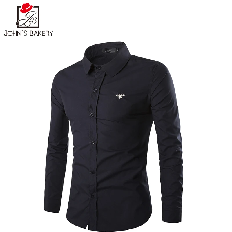 2017 Новая мода бренд Для мужчин рубашка сплошной Цвет платье с длинным рукавом Slim