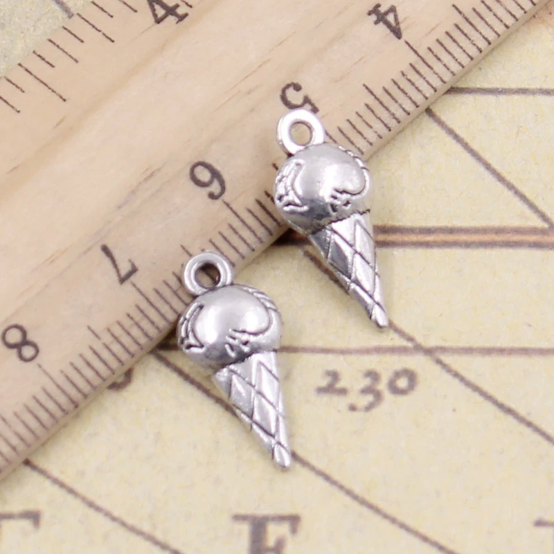 20 шт шармов двухсторонний конус мороженого 19x8x4 мм тибетские бронзовые Серебристые Подвески античные ювелирные изделия Сделай Сам ручной работы