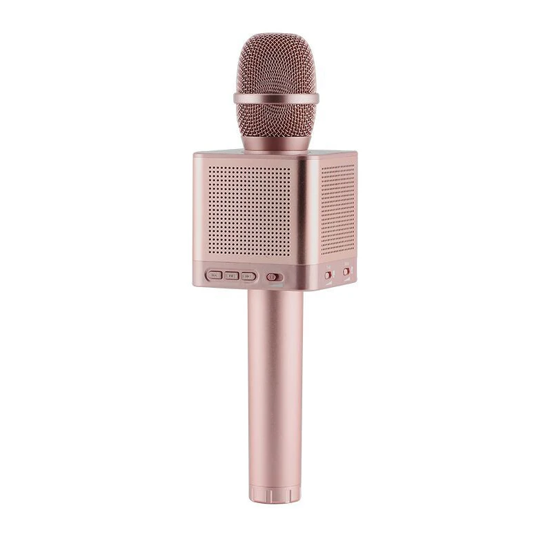 Rose Gold Q10S беспроводной микрофон караоке 2,1 Звуковая дорожка мерный звук изменение голоса 4 динамика смартфон - Цвет: Rose Gold