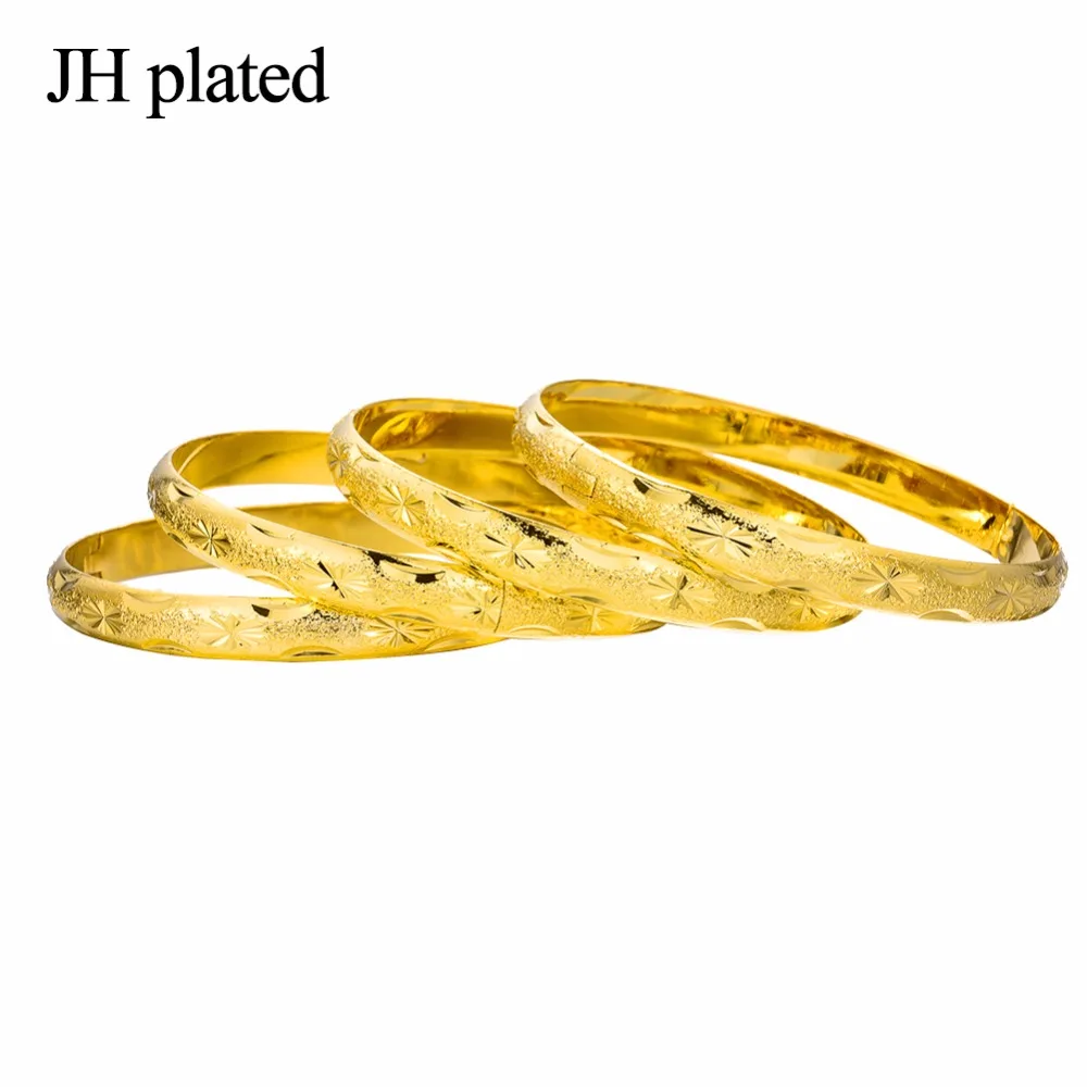 JHplated 4 Pieces Gold Color Fashion Bangle for Women/Girls Arab Dubai Bracelet Jewelry Ethiopian Africa | Украшения и аксессуары