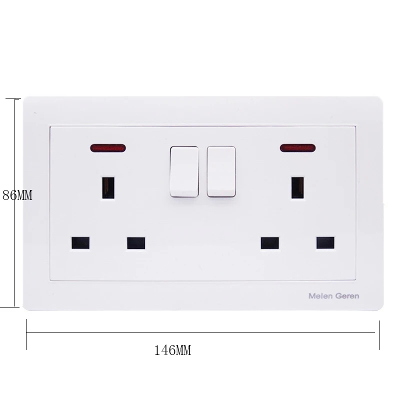 Стандарт Великобритании настенная розетка 2 комплекта кнопка двойной