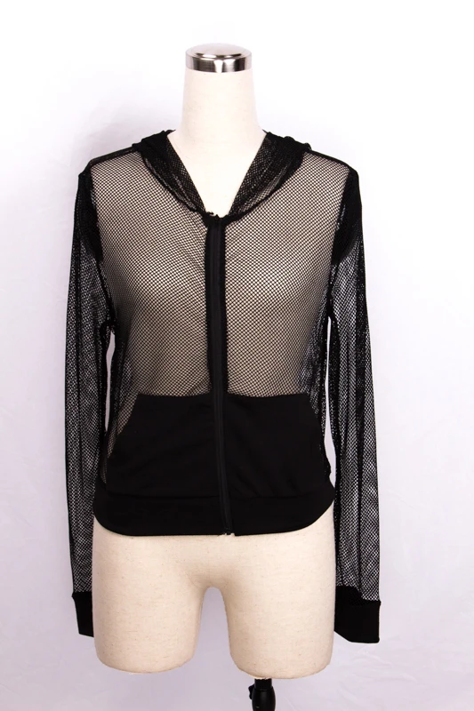 Женская Повседневная укороченная куртка на молнии однотонный сетчатый топ с