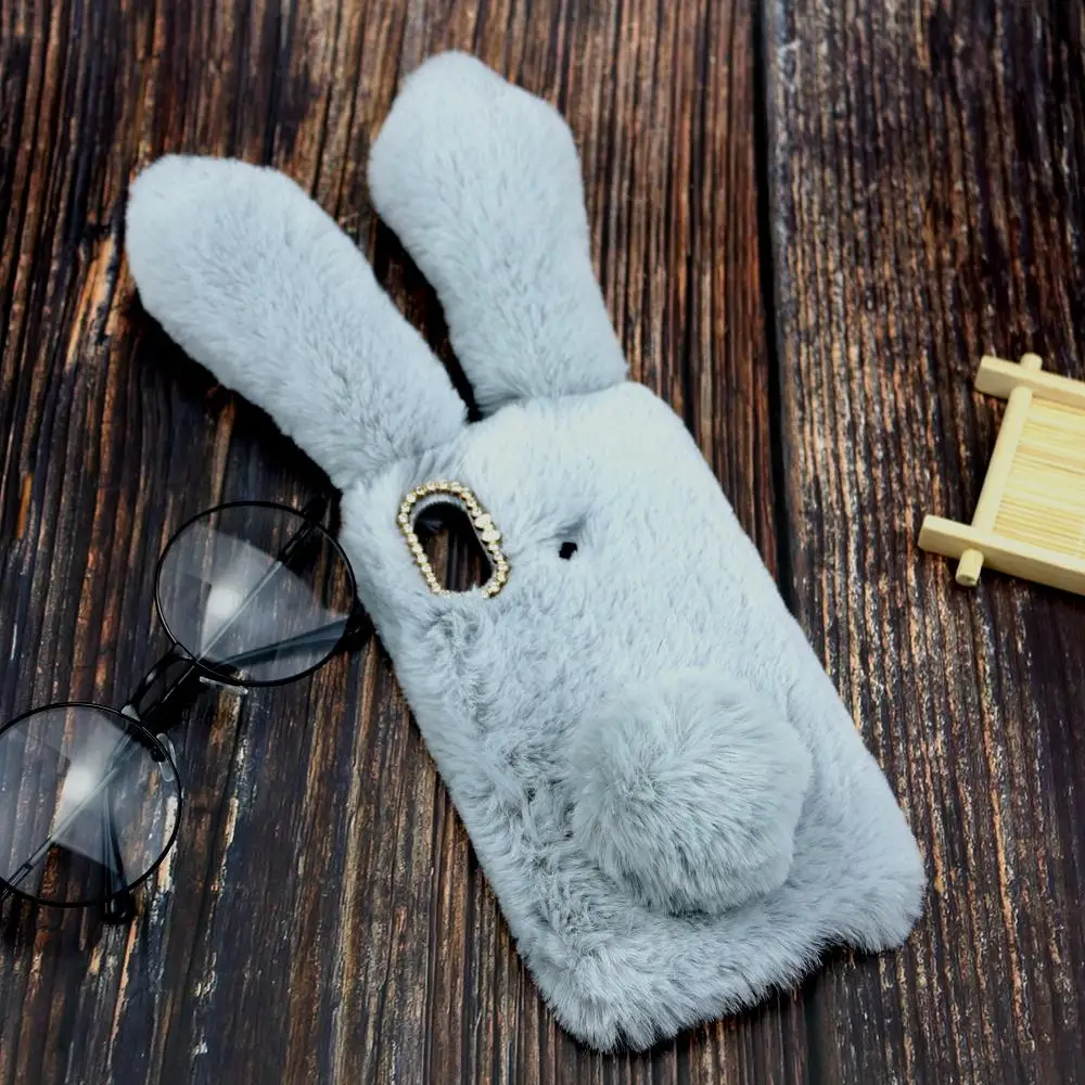Силиконовый чехол из кроличьего меха для Xiao mi Pocophone F1 MAX 3 6X 5X 5S mi 6 A1 8 9 SE Play mi x Note 2s CC9 CC9E A3 A2 Lite