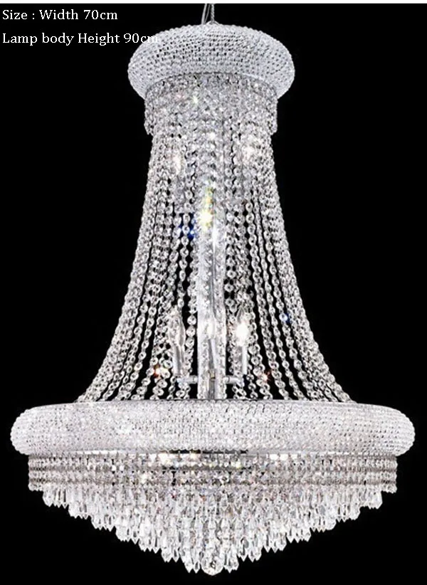 70cm Chrome Phube светильник ing французская Империя Золотая хрустальная люстра хромированные люстры светильник ing современные люстры светильник - Цвет абажура: 70cm Chrome