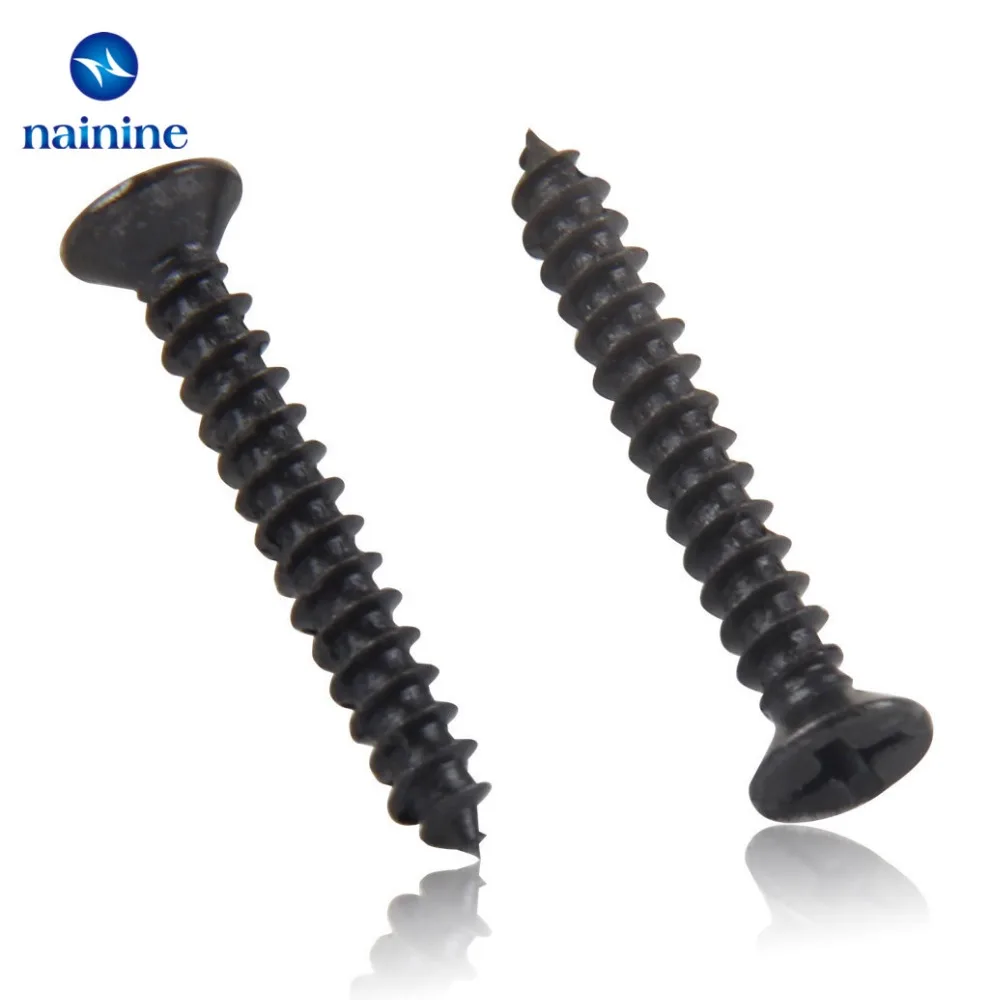 100Pcs M1 M1.2 M1.4 M1.7 M2 M2.3 M2.6 DIN7982 KA Black Self-tapping Screws Countersunk Flat Head Electronic Small SS12 | Обустройство