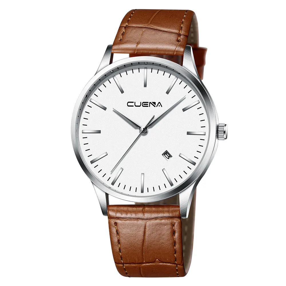 

Men's Fashion Sport Stainless Steel Case Leather Band Quartz Analog Wrist Watch Belt men's watches