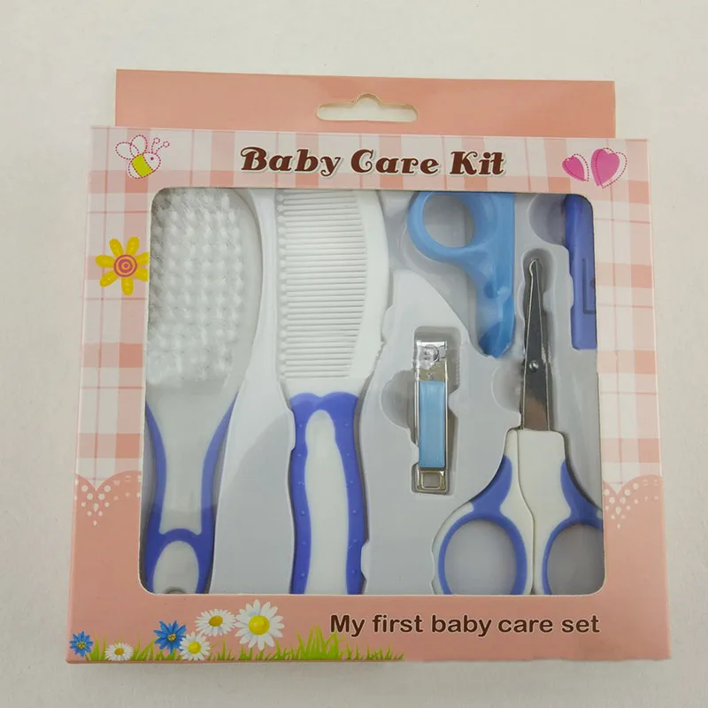 6pcs blue Детский набор для ухода за новорожденными, портативный набор для здоровья младенцев, аппаратный термометр для маникюра, кусачки для ногтей, инструменты для ухода - Цвет: 6pcs blue