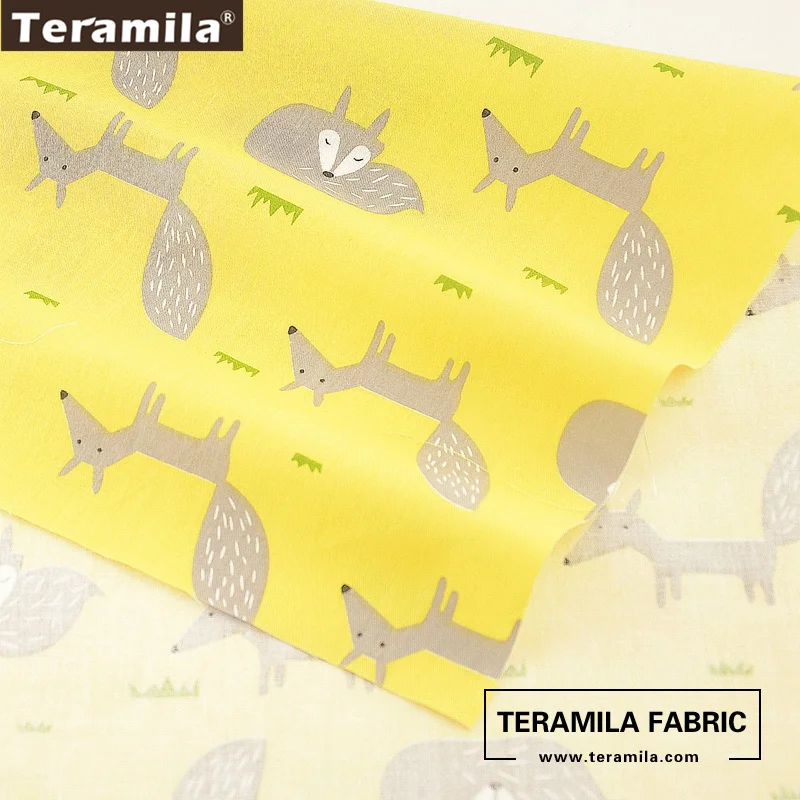 Ткань Teramila 100% хлопчатобумажная ткань мультяшный дизайн с животными саржевая