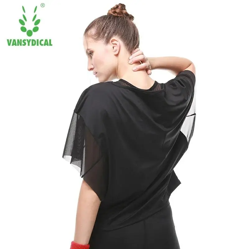 Vansydical Summer Sport T-shirts Women's Yoga Shirts Fitness Loose Breathable Quick Dry Gym Running Tops | Спорт и развлечения