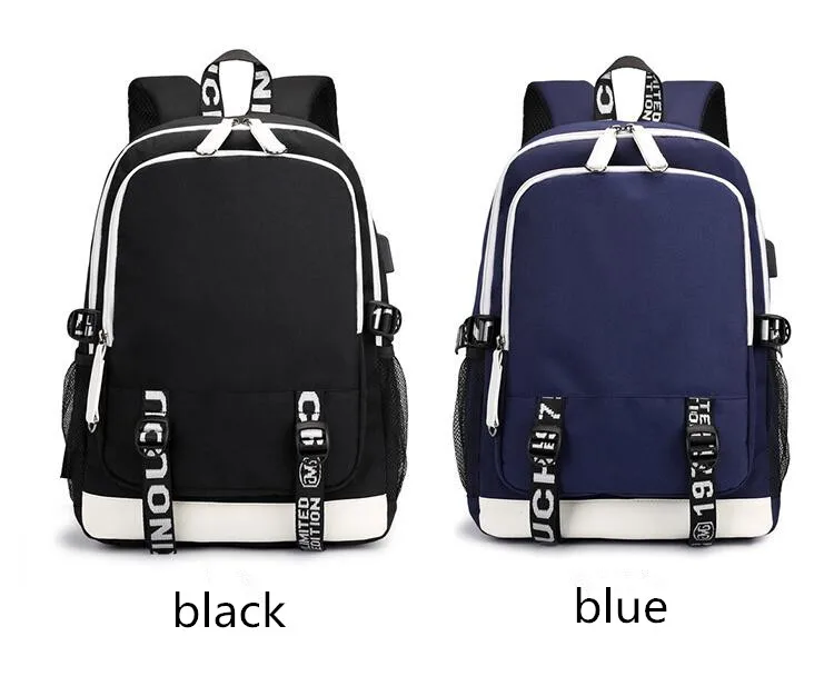 Рюкзак с USB-разъемом для ноутбука аниме-принтом | Багаж и сумки