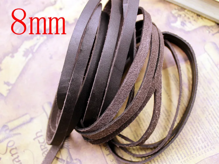 8mm 5 м/лот натуральный шнурок из коровьей кожи Модные ювелирные изделия фурнитура Коричневая кожа DIY кожаный продукт браслеты ожерелье изготовление - Цвет: 8mm