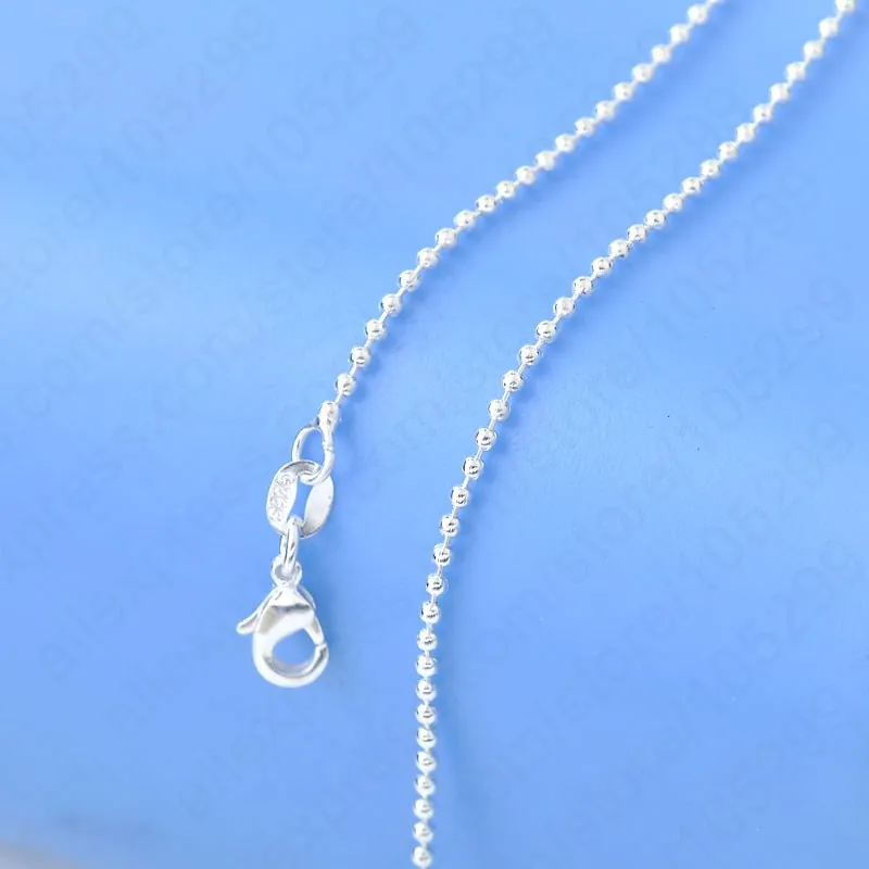 

1PC Fashion Jewelry Necklace Chains 925 Sterling Silver Beads Prayer Chain+Lobeter Clasp For Pendant 16-30 Inches