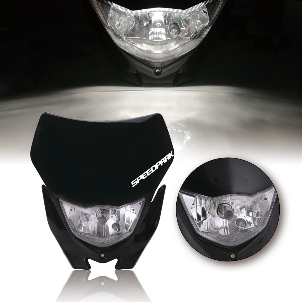 BLACK Мотоцикл Внедорожный H4 Фары для Yamaha Honda WR 450 250 YZ TTR эндуро супермото Байк фары для мотокросса обтекатель - Цвет: BLACK