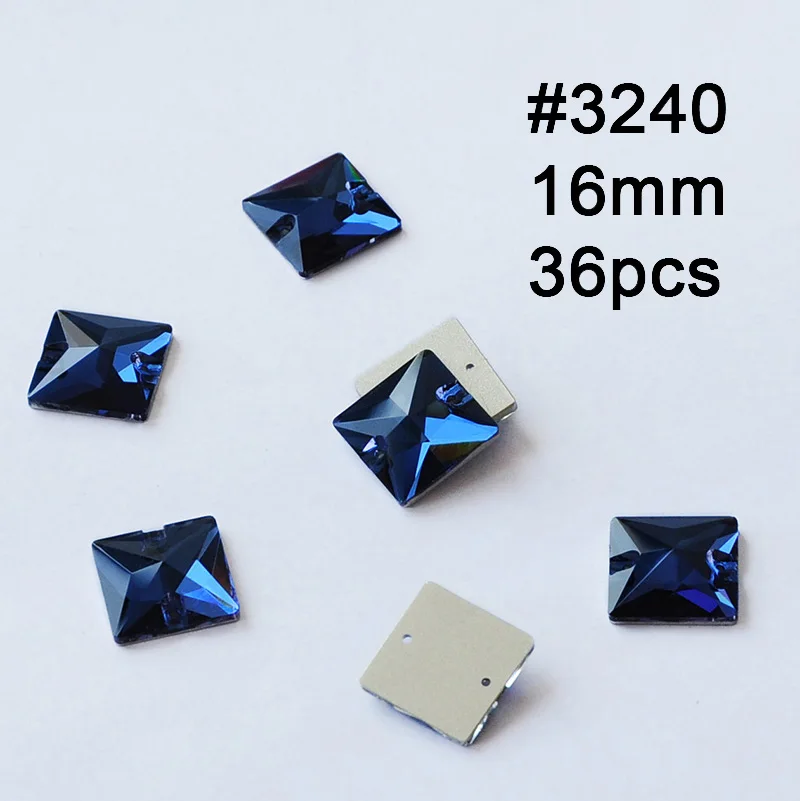 Square 16mm 26pcs Смешанные Пришивные хрустальные стразы Rivoli Drop Монтана Швейные стеклянные стразы камни вышитые ткани аксессуары платье для одежды - Цвет: Square 16mm 26pcs
