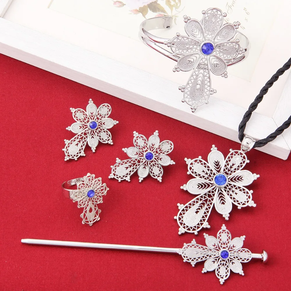 Новейшие комплекты ювелирных изделий: Эфиопский крест ожерелье подвеска браслет