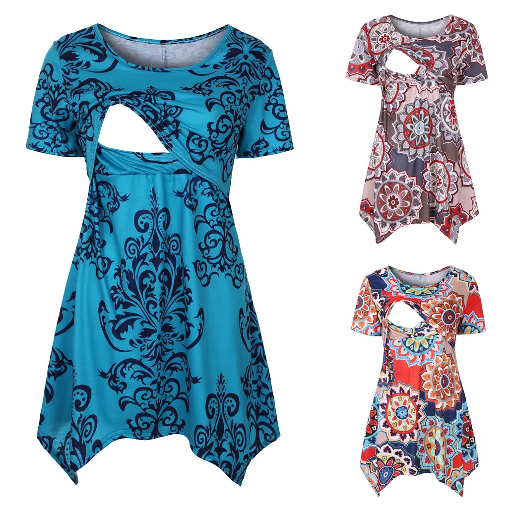 Женская футболка с принтом для беременных и топы свободного кроя круглым вырезом