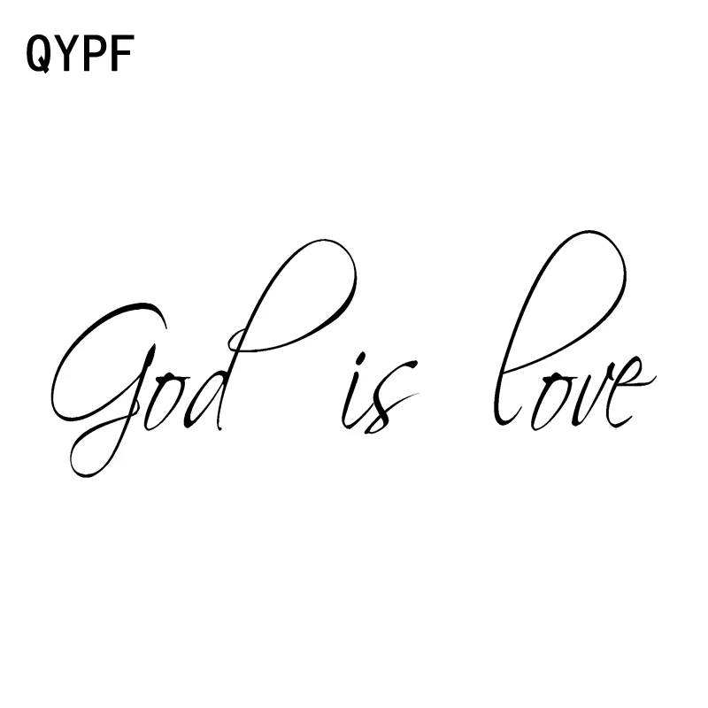 

QYPF 16cm*6.6cm Fashion God Is Love Vinyl Waterproof Car Sticker Decal Accessories Black Silver C15-1694