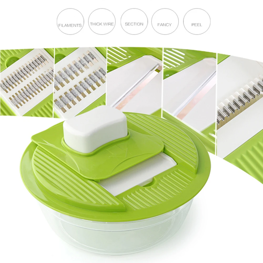 

5 BLADES Vegetable Slicer bowl Stainless Steel Cutting Vegetable Grater Creative Kitchen Gadget Carrot Potato cutter