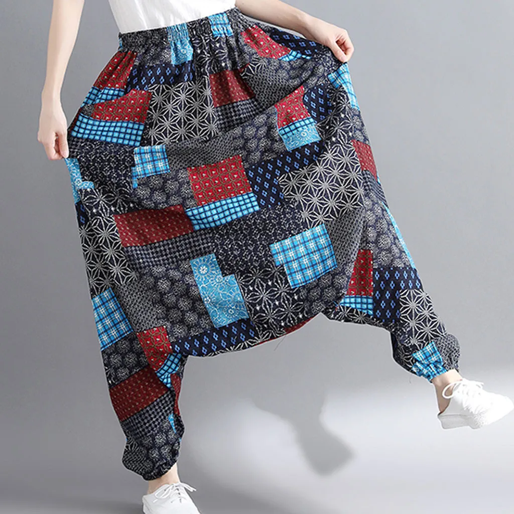 Womail, женские брюки, летняя мода, Boho, хиппи, для девушек, с принтом, свободные штаны, мешковатые брюки, высокая талия, длинные штаны, пляжные,, M531