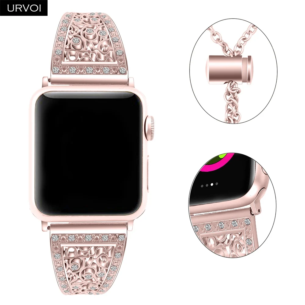 Браслет URVOI для Apple Watch series 4 3 2 1 женский модный браслет с цепочкой и ремешком на