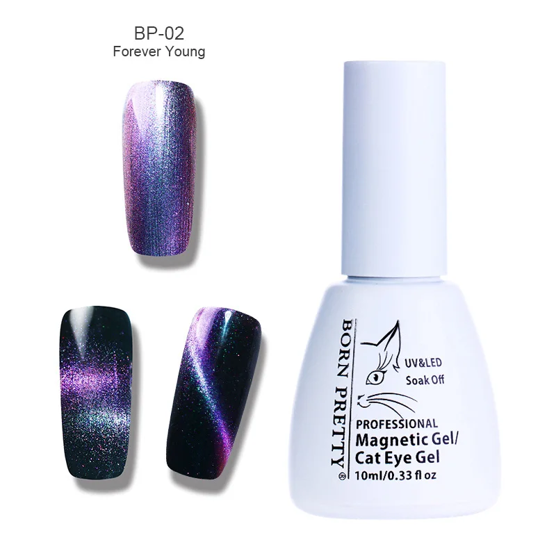 BP-02 10ml Born pretty, голографическая глаз хамелеона кота Гель-лак для ногтей Магнитный замочить от УФ-гель маникюр лак для ногтей черная основа требуется - Цвет: BP-02 10ml