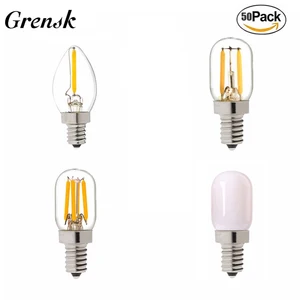 Светодиодная лампа накаливания E12, 50 шт.лот, Е14, Светодиодная лампа накаливания для холодильника, C7, T20, лампы Эдисона, декоративные лампы для люстр, с регулируемой яркостью