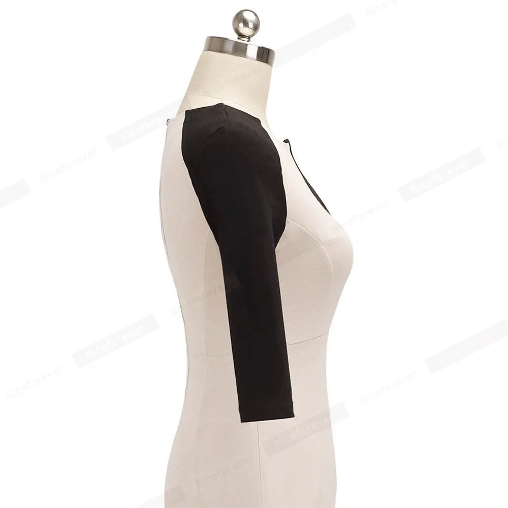 Women Casual Sheath Patchwork Bodycon Pencil Work Business Office Dress 1H280 | Женская одежда