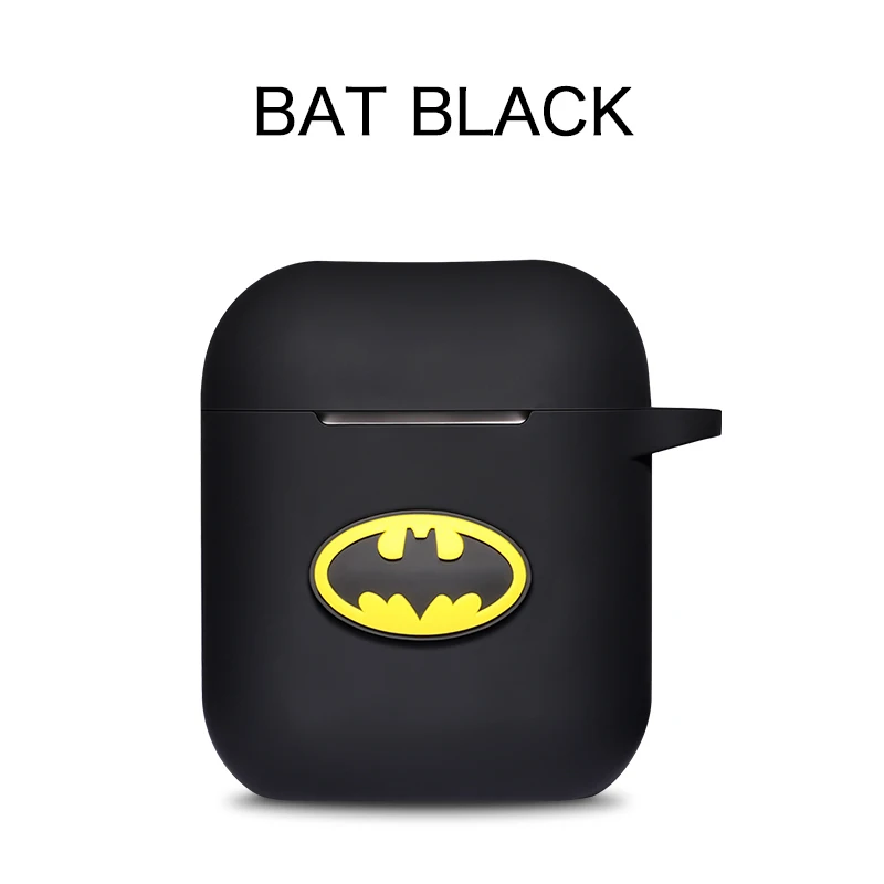 Batman Black Мягкие силиконовые bluetooth наушники чехол с героями мультфильмов Marvel для Apple AirPods ультра-тонкий милый защитный чехол для AirPods зарядная коробка - Цвет: Batman Black