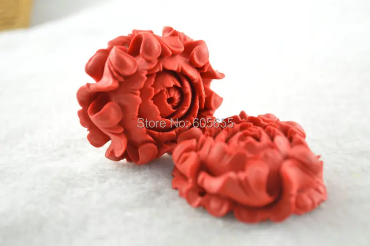 Красный Cinnabar резной цветок пиона модные ювелирные изделия Сделай Сам свободные